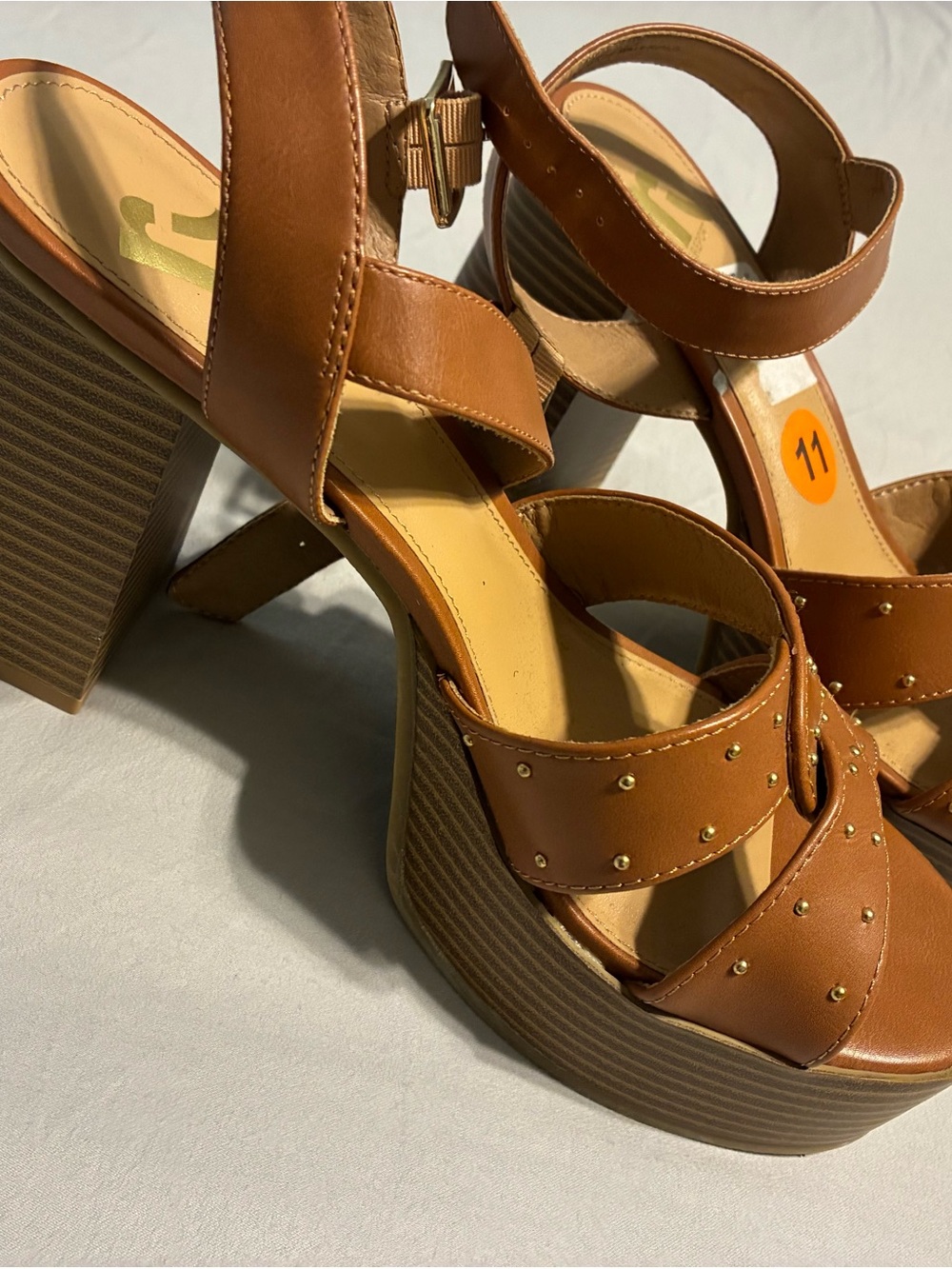 Report Brown Studded Platform Sandal